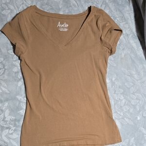 Tan Fitted Cap Sleeve T-Shirt